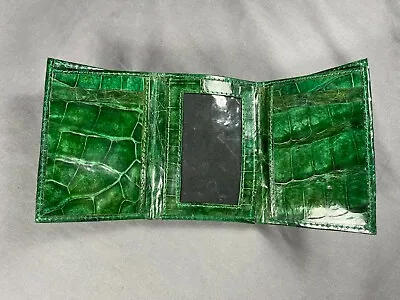 New Handmade Genuine GREEN  Alligator/Crocodile Premium Skin TRIFOLD Wallet 4 • $120