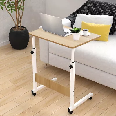 Rolling Bedside End Table Snack Side Table Height Adjust C Shaped Laptop Stand  • £18.95