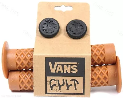 Cult X Vans FLANGED Gum Rubber BMX Bike Grips W/ End Plugs Waffle Pattern 143mm • $13.75