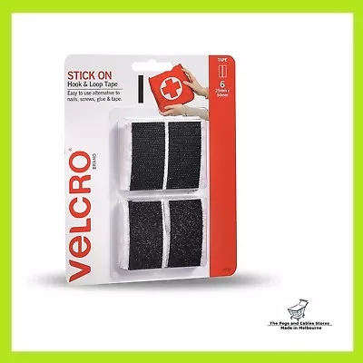 VELCRO® Brand 25 X 50mm Black Stick On Hook And Loop Tape - 6 Pack • $32.50