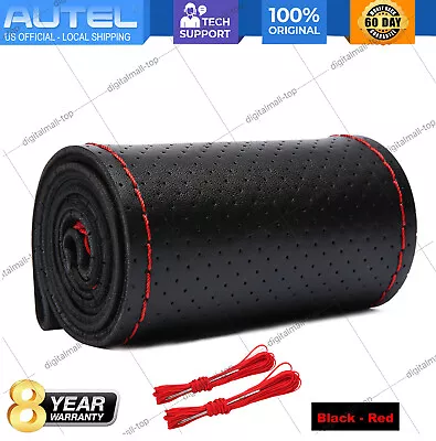 Universal Car Steering Wheel Cover Needle Thread AntiSlip Leather Black 15 /38cm • $4.99