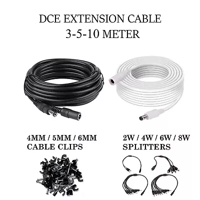 Extension Lead Cable For Ac/dc 5v 9v 12v Power Supply Adapters 5.5x2.1 Tip Size • £3.30