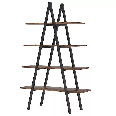 Stylish 4Tier Bookshelf A-Shaped Ladder Bookcase Multifunctional W/ Open Shelves • $111.30