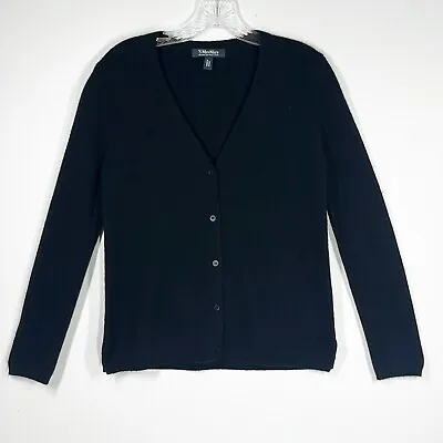 'S MAX MARA Black Cashmere & Wool Blend V-Neck Classic Cardigan Size Small NSC • $150