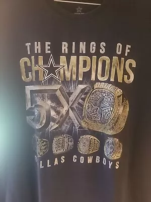 Dallas Cowboys  The Rings Of Champions  Football Grapic T-Shirt  Preown-Faded  • $14