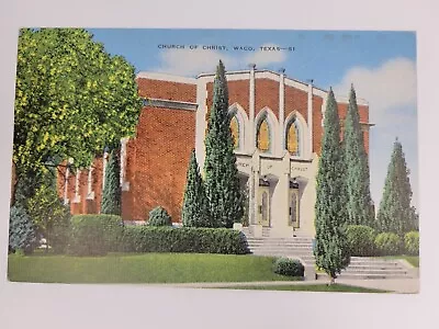 Church Of Christ Waco Texas.  Vintage Linen Postcard • $4