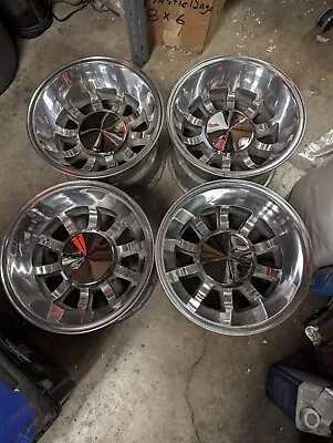 SET VINTAGE 15 X 10  WESTERN BULLET WHEELS CHEVY 6-LUG TRUCK PICKUP 4x4 BLAZER • $1499.99