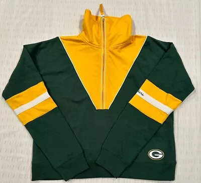 NWOT Green Bay Packers WEAR By Erin Andrews Women's Half-Zip Green Gold Jacket L • $50