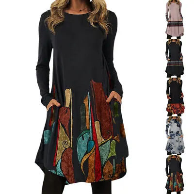 $26.97 • Buy WomensLadies Long Sleeve Tunic Dress With Pockets Long Tunic Tops Plus Size
