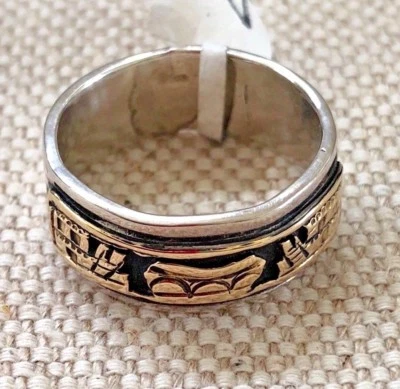 $95 • Buy 14k And Sterling Silver Ring Size 8 1/2 By V. Hicks
