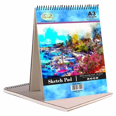 A3 Spiral Sketch Books 130gsm White Paper 30 Sheets 297mm X 420mm Painting Pads • £8.39