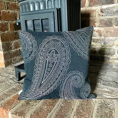 748. Handmade Silver Paisley On Black Jacquard Cushion Cover Various Sizes • £11