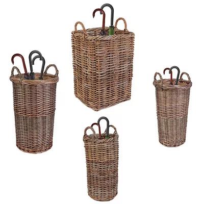 Rattan Umbrella Stand Woven Wicker Storage Baskets Brolly Walking Stick Rack • £60