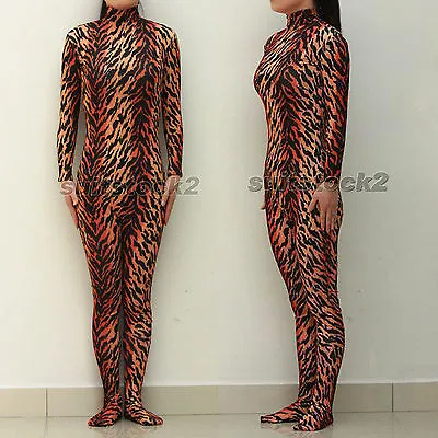 $22.48 • Buy Kid Adult Unisex  Spandex Zentai Costume Tiger Patterns Animals Unitard 
