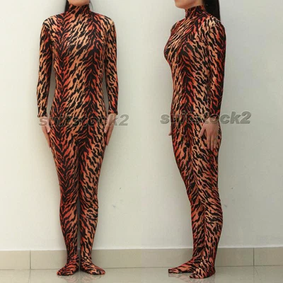 $22.48 • Buy Kid Adult Unisex  Spandex Zentai Costume Tiger Patterns Animals Unitard 