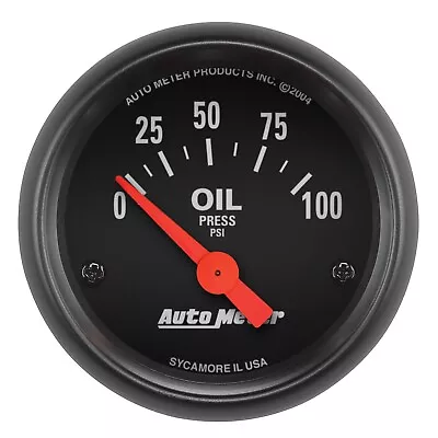 Auto Meter 2634 Z-Series Oil Pressure Gauge Electrical 0-100 PSI 2 1/16  Oil Pre • $98.99