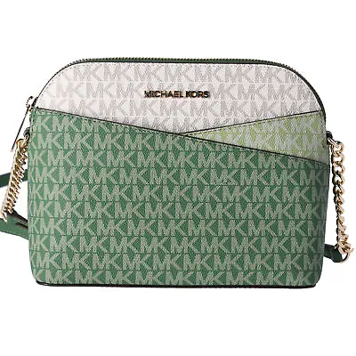 Michael Kors Jet Set Travel Dome Crossbody Bag Signature Fern Green Multi MK • $109