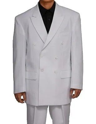 Men's Double Breasted White Royal Suit Black ( With Pants) By Fortino Landi • $64.50