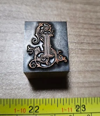 Vintage Letterpress Printing Block Fancy Ornate I Initial Monogram Letter Font • $22.50