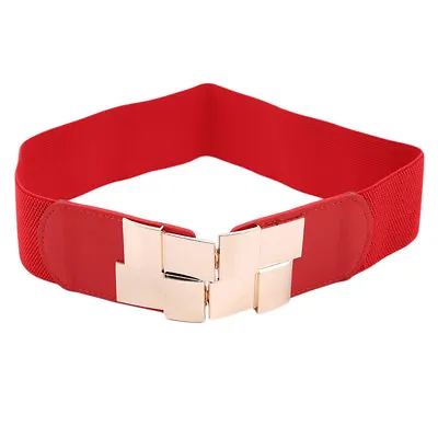 £5.41 • Buy Lady Wide Fashion Waist Belt With Buckle Thick Elasticated Stretch Belts J