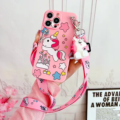 For IPhone Samsung Huawei Cartoon Doll Stand Holder +Strap Girl Phone Case Cover • £5.99