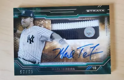 2015 Topps Strata Mark Teixeira Clearly Authentic Jacket Relic Auto Green 57/75 • $49.99