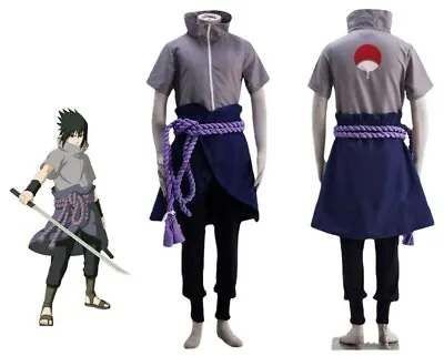 Anime Naruto Shippuden Uchiha Sasuke Cosplay Costume Full Set Halloween Outfits • $48.99