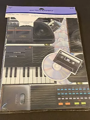 Vtg 1993 Hallmark Cassette Keyboard Music Wrapping Paper Gift Wrap & Card • $9.99