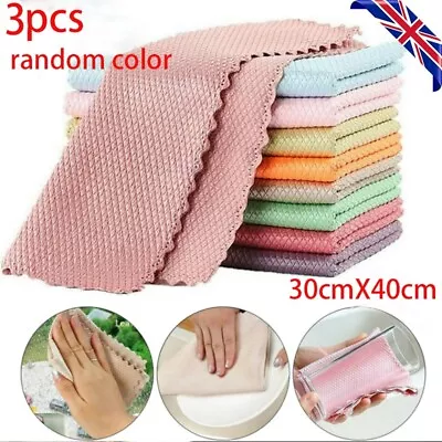 £2.51 • Buy 3 X Nano Fish Scale Rag Wipes Cleaning Glass Housework Kitchen Cloth Reusable