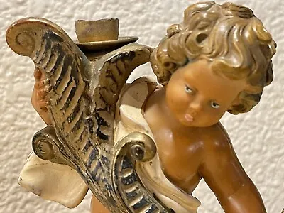 Vintage Roman Fontanini Figurine Depose Italy Hard Plastic Cherub Candle Holder • $15.03