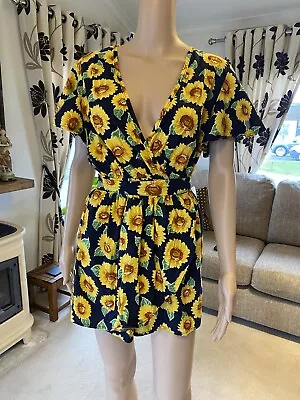 Zaful Sunflower Pinnefor Playsuit Size L • £10