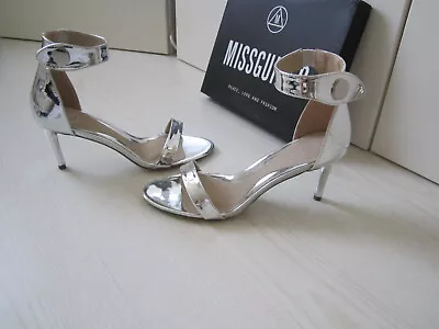 £15 • Buy Missguided New Silver Mirror Look Size 7 Top Shop Aso Mid Heel Shoes Sandals 