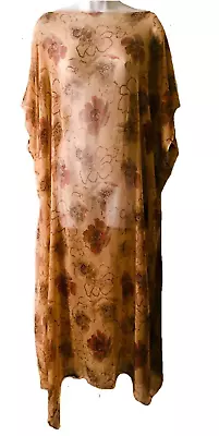 Antique 20s/30s Handmade Thin Silk Chiffon Mid-Length Floral Caftan Tea Dress SM • $150