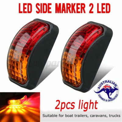 $19.89 • Buy 2x CLEARANCE LIGHTS SIDE MARKER LAMP RED AMBER TRAILER TRUCK CARAVAN MULTI VOLT