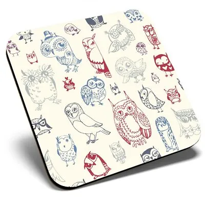 £3.99 • Buy Square Single Coaster - Owl Drawings Bird Sketch Owls  #12410