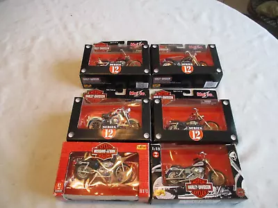 6 Vintage Maisto Harley Davidson Die Cast Replica Motorcycles In The Box • $19.99