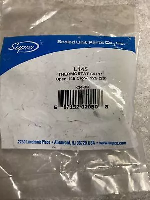 Supco L145 SPST Limit Control Thermostat Snap Disc L145-20F • $7.95