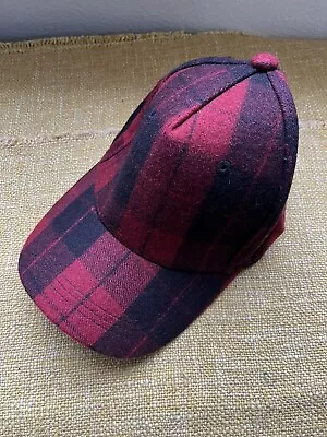 Red And Black Plaid Hat Adjustable Strap Back Wool Flannel Cap • $15