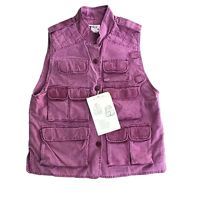 Vintage NWT Trail Designs Men Large Safari Journalist Travelers Vest Purple • $139.97