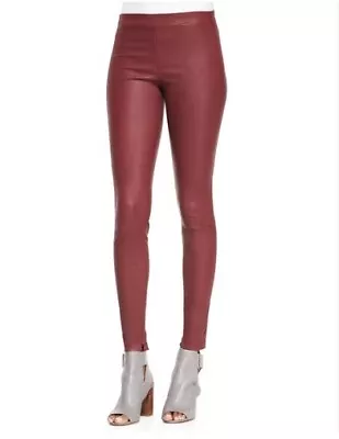 Women's Vince Red Leather Ankle Zip Leggings Pants Size S  • $199.99