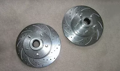 Mustang II Slotted Cross Drilled Coated Brake Rotors CHEVY 5 X 4.75 Lug Pattern • $119.87