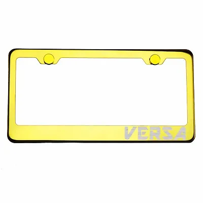 Gold Chrome License Plate Frame VERSA Laser Etched Metal Screw Cap • $31.99