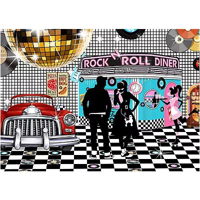 50s Rock N Roll Diner Backdrop Party Decoration Photography Background Banner • £20.39