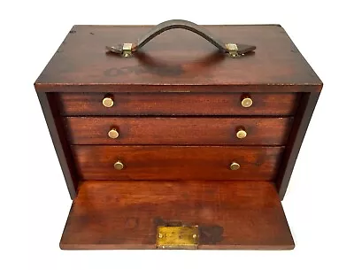 Antique Wooden Engineers Toolbox / Tool Box / Cabinet With Key & Working Lock • $222.56