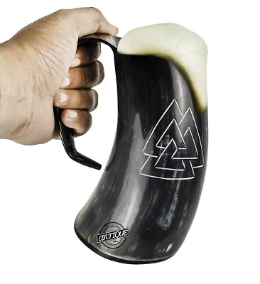 Medieval Viking Drinking Tankard Ox Horn Beer Mug Mead Christmas Home Party Gift • $33