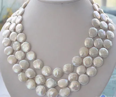 Charming 10-11mm Natural White Coin Freshwater Pearl Long Necklace 48'' • £59.99