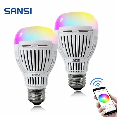 SANSI 2 Pack RGB Smart Wifi LED Light Bulb 10W E27 Dimmable For Alexa Multicolor • $2.25