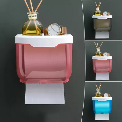 $13.86 • Buy Toilet Paper Holder Waterproof Wall Mount Roll Paper Dispenser Tissue Box Shelf