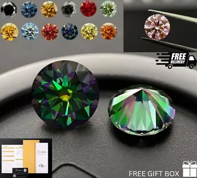 Colored Moissanite Real Gem Stone W. GRA Certificate VVS1 D Round Loose • $7.19