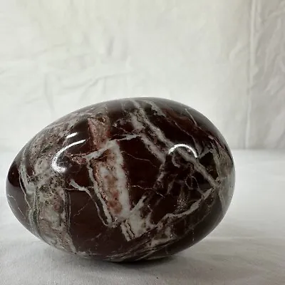 Carved Alabaster Marble Stone EGG Decorative Brown  White Marbled 2.75” Tall • $29.99